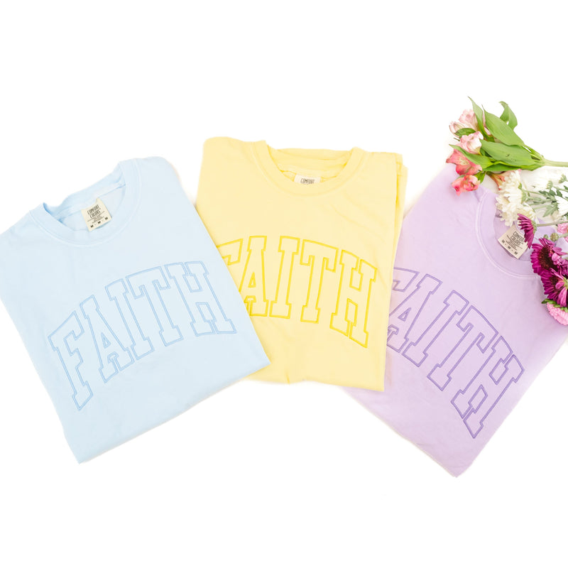 Embroidered Comfort Colors Tee - Tone on Tone - Arched Faith