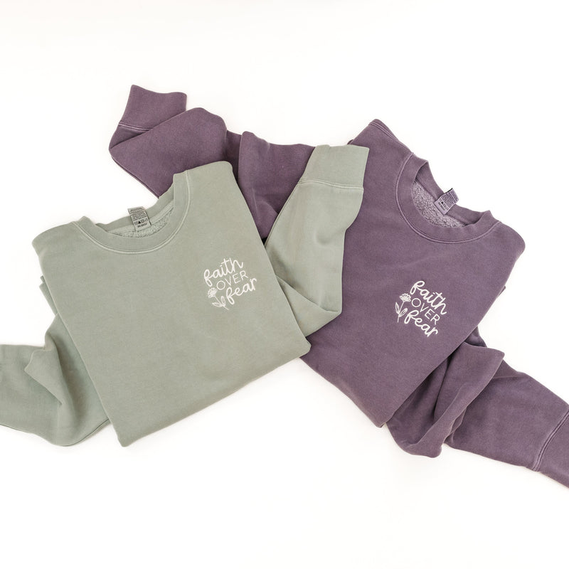 Embroidered PIGMENT Crewneck - Faith Over Fear