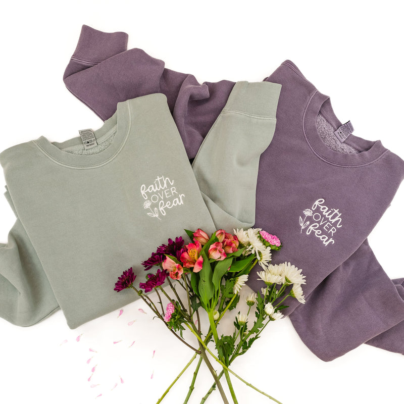 Embroidered PIGMENT Crewneck - Faith Over Fear