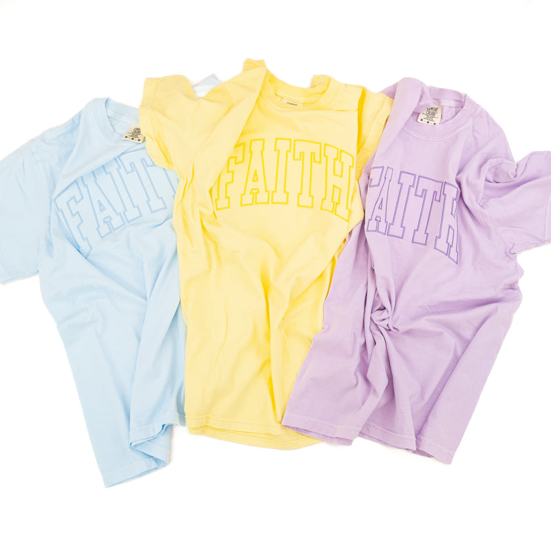 Embroidered Comfort Colors Tee - Tone on Tone - Arched Faith