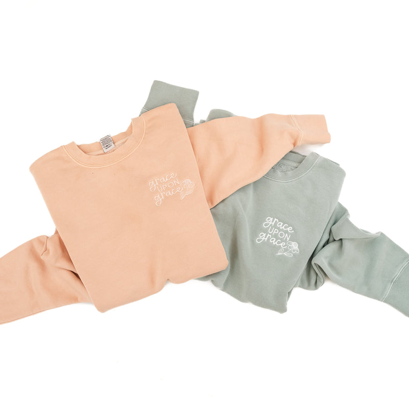 Embroidered PIGMENT Crewneck - Grace Upon Grace