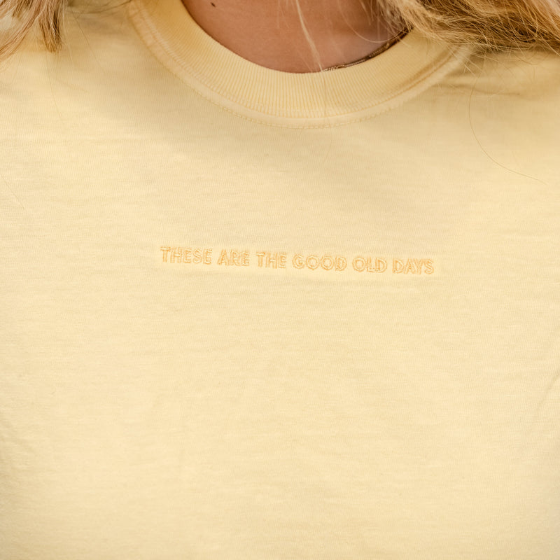 Embroidered Cropped Comfort Colors Tee - Teeny Tiny Caps - These Are The Good Old Days