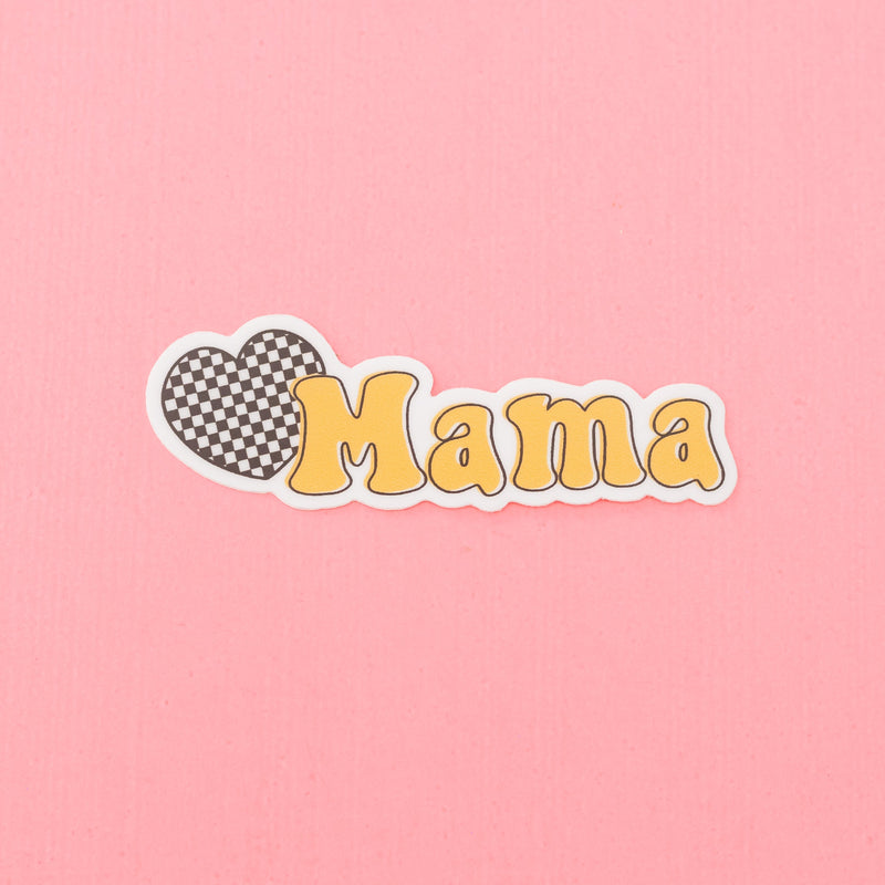 LMSS® STICKER - MAMA (Yellow Groovy w/ Checkered Heart)