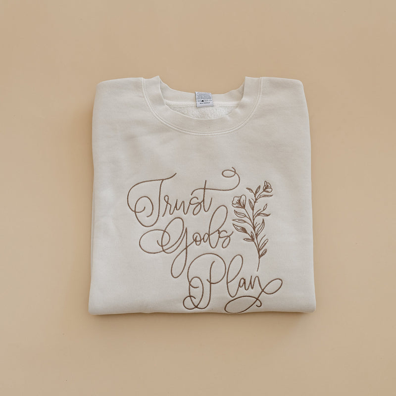 Embroidered PIGMENT Crewneck - Trust God's Plan