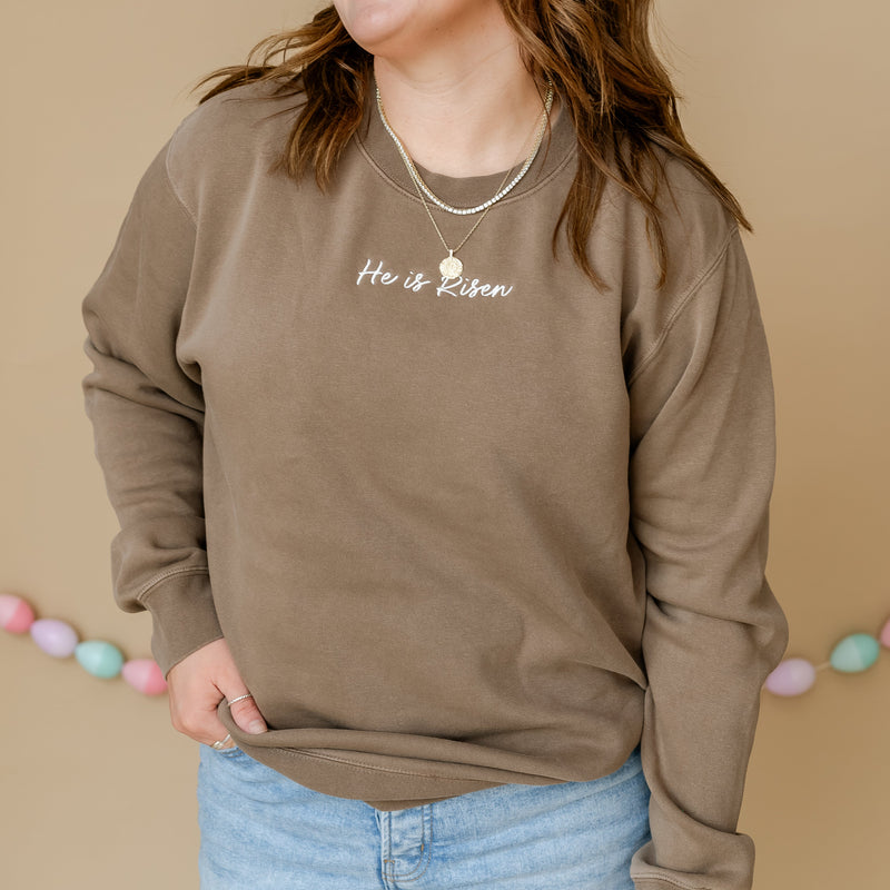 Embroidered PIGMENT Crewneck - He Is Risen