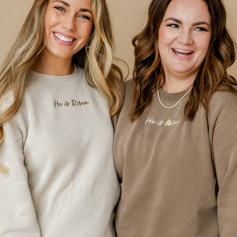Embroidered PIGMENT Crewneck - He Is Risen