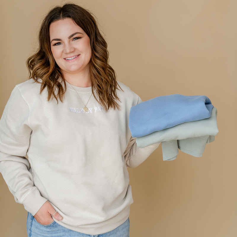 Embroidered PIGMENT Crewneck - Walk By Faith