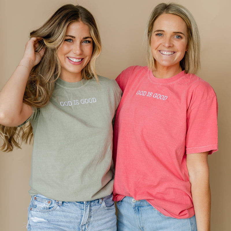 Embroidered Comfort Colors Tee - God Is Good