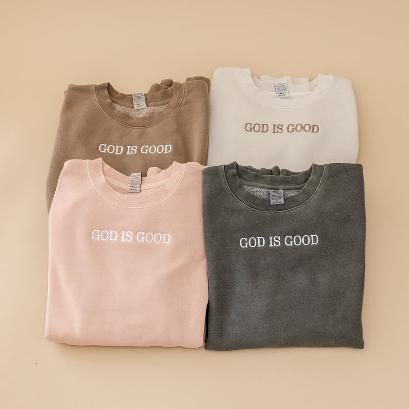 Embroidered PIGMENT Crewneck - God is Good