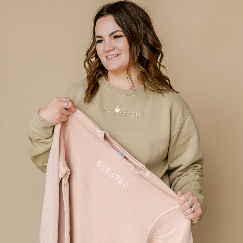Embroidered PIGMENT Crewneck - Blessed