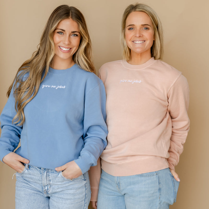 Embroidered PIGMENT Crewneck - Give Me Jesus