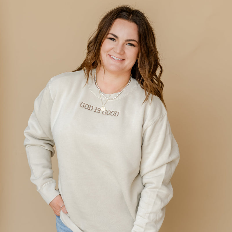 Embroidered PIGMENT Crewneck - God is Good