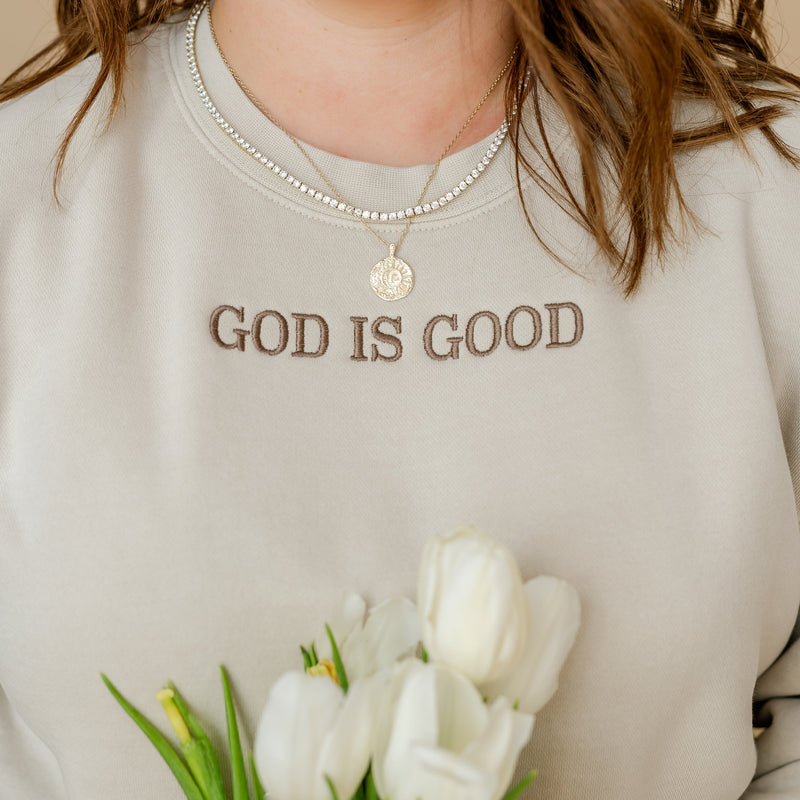 Embroidered PIGMENT Crewneck - God is Good