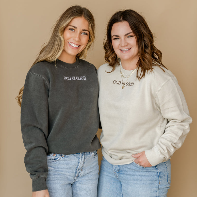 Embroidered PIGMENT Crewneck - God is Good