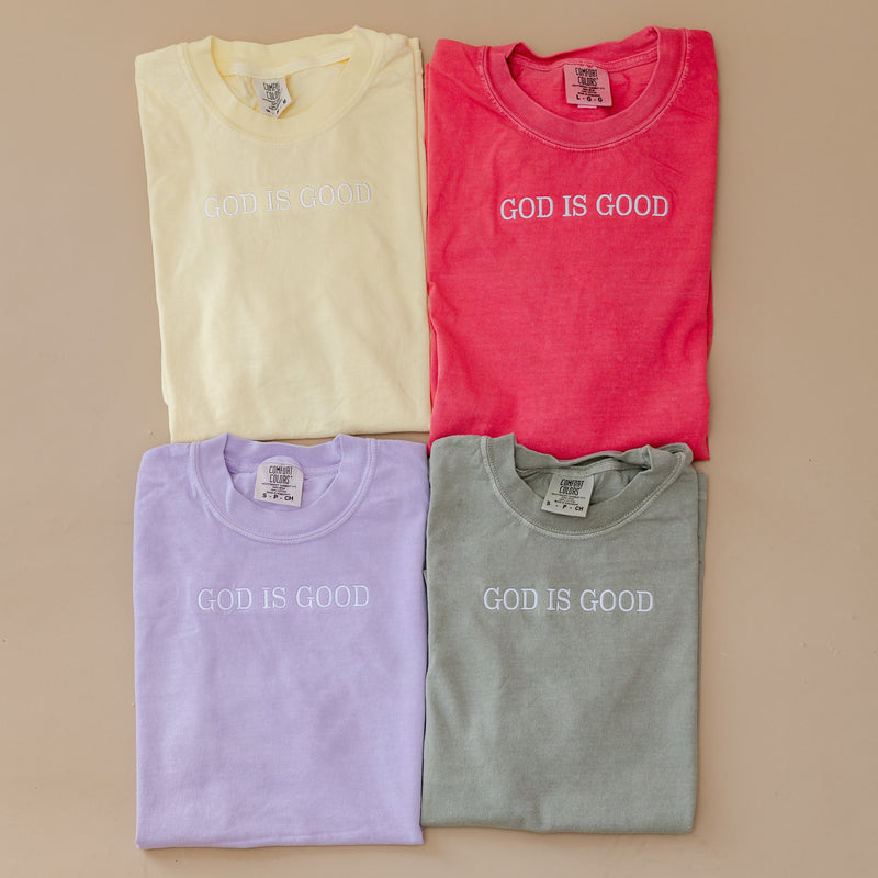 Embroidered Comfort Colors Tee - God Is Good