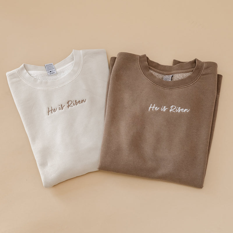 Embroidered PIGMENT Crewneck - He Is Risen