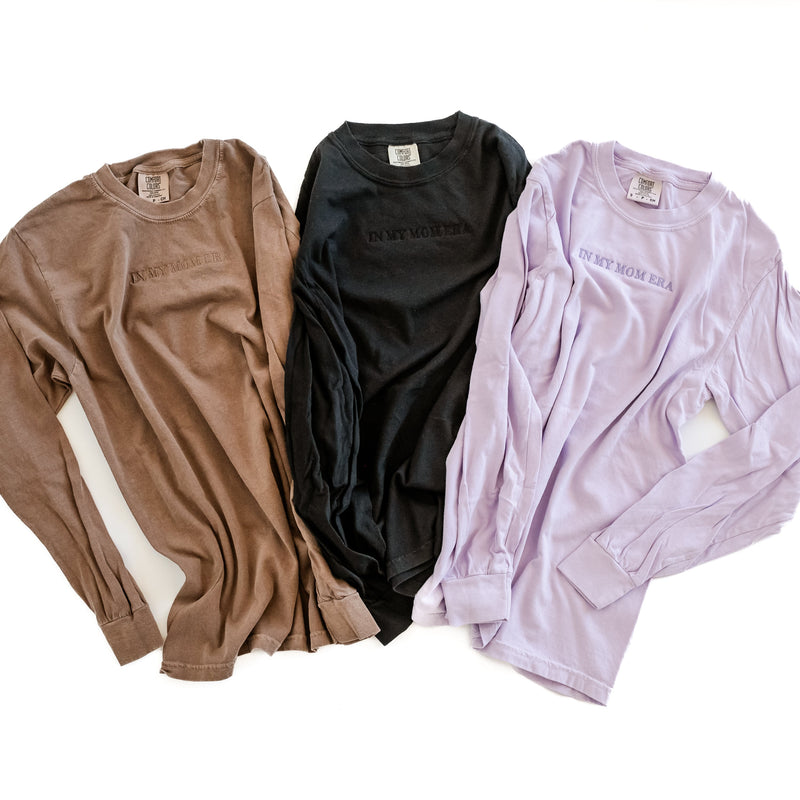 Embroidered Long Sleeve Comfort Colors Tee - Tone on Tone - ✨ IN MY MOM ERA™ ✨