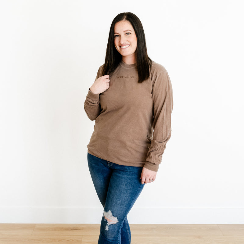 Embroidered Long Sleeve Comfort Colors Tee - Tone on Tone - ✨ IN MY MOM ERA™ ✨