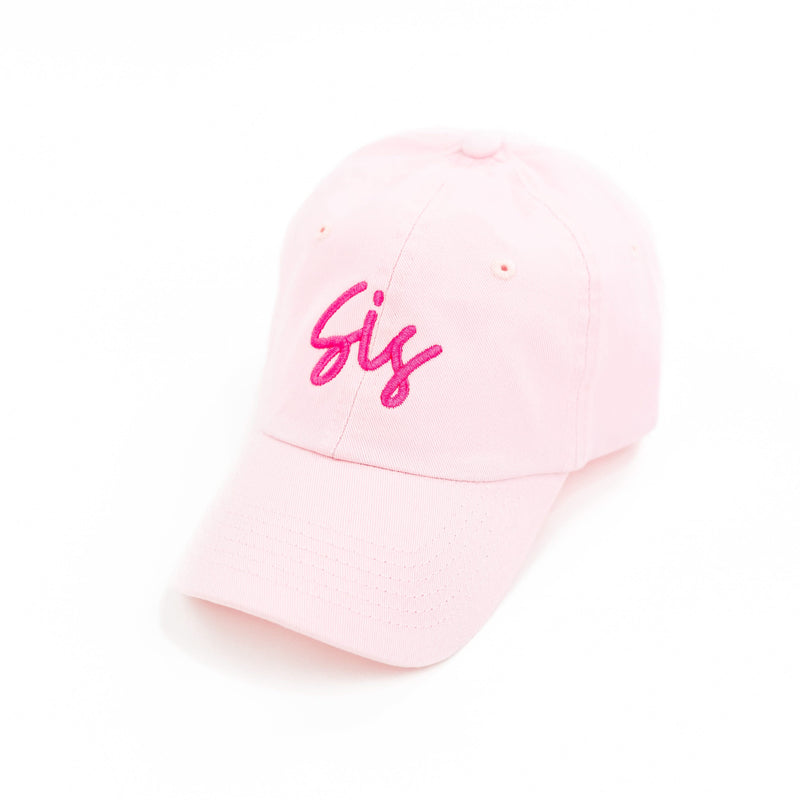 Sis (Cursive) - Light Pink w/ Hot Pink - Child Baseball Cap