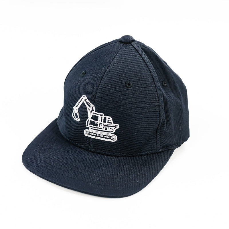 Excavator - Black w/ White - Child Flat Brim Hat