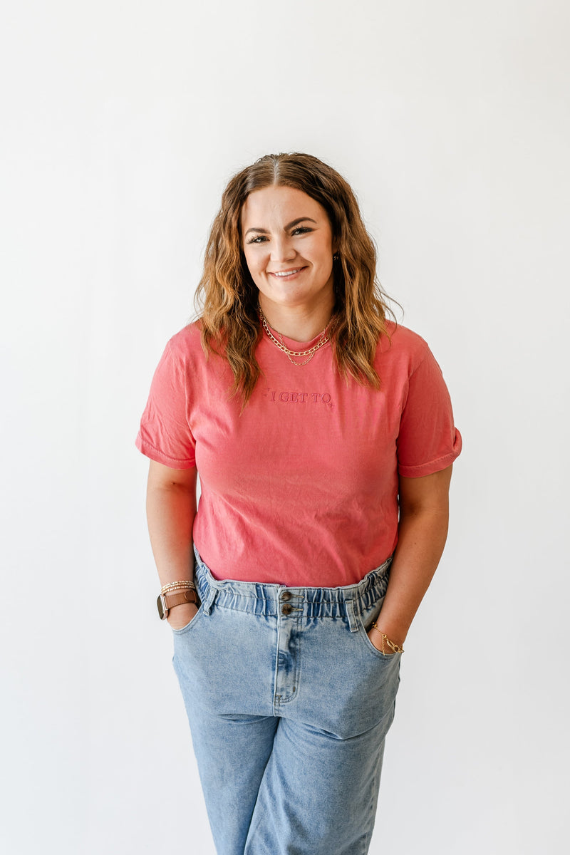 I GET TO - 2025 LMSS Mantra - Embroidered Comfort Colors Tee - Tone on Tone
