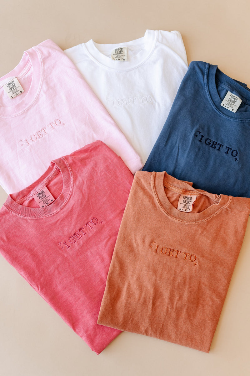 I GET TO - 2025 LMSS Mantra - Embroidered Comfort Colors Tee - Tone on Tone
