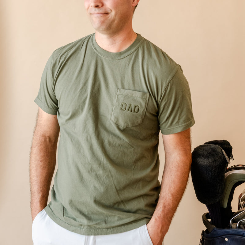 Embroidered Pocket Comfort Colors Tee - Tone on Tone - DAD