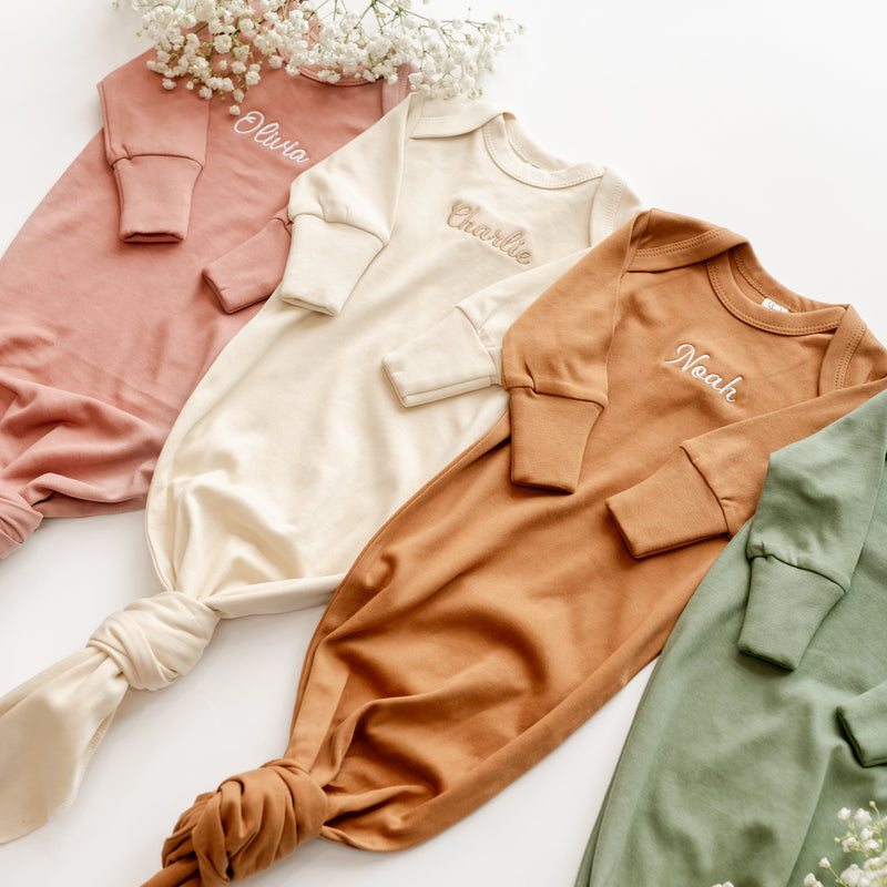 Personalized Organic Cotton Knotted Gown