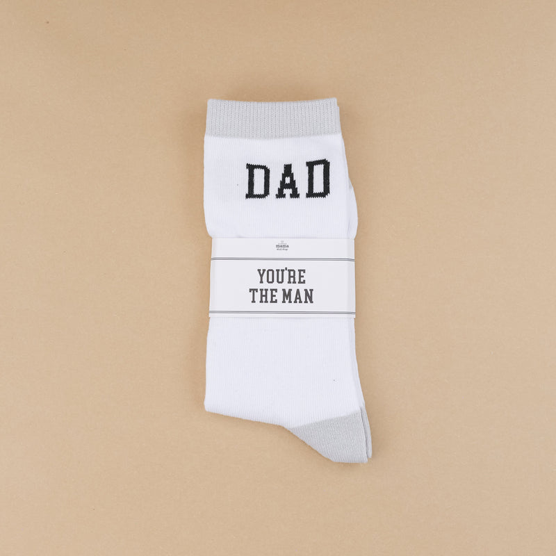 LMSS® ADULT CREW SOCKS - DAD - White w/ Black