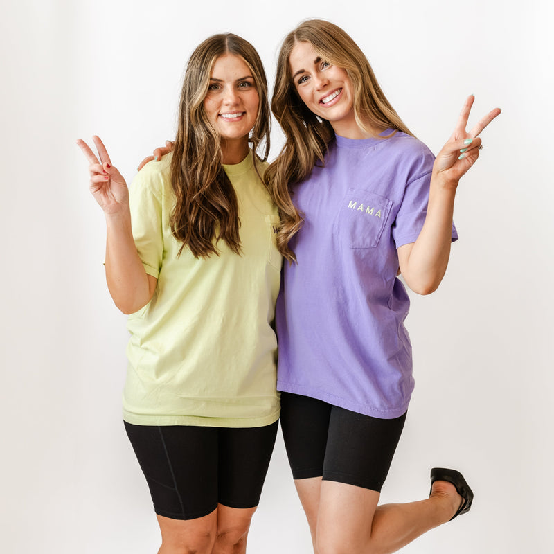 Embroidered - Mama Tiny Caps - Pocket Tee