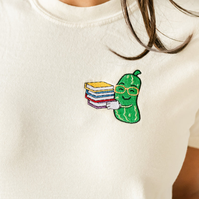 Embroidered Comfort Colors Tee - Back To School Pickle