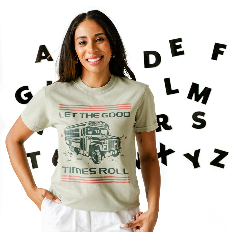Let the Good Times Roll - School Bus - Comfort Colors Tee