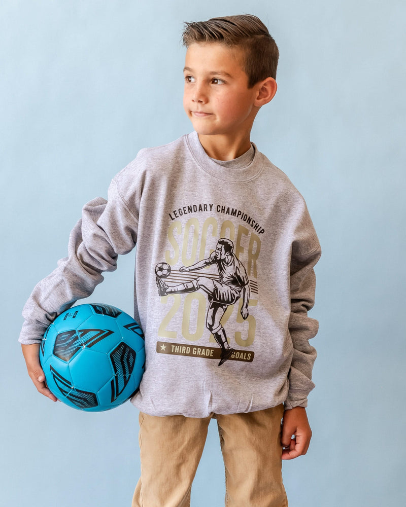 Legendary Soccer (Choose Your Grade) - Gray Child Sweater