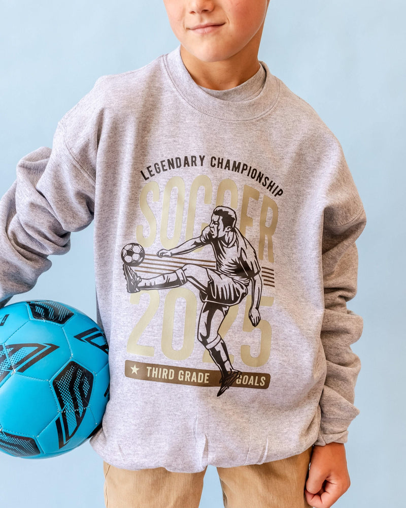 Legendary Soccer (Choose Your Grade) - Gray Child Sweater