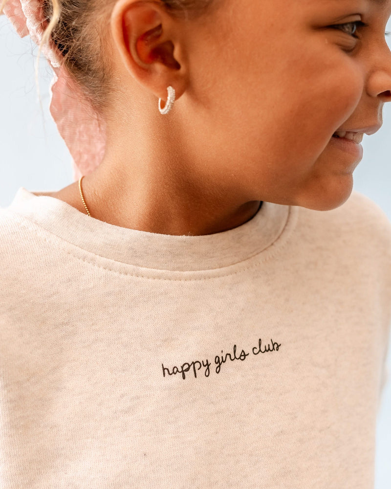 Happy Girls Club (center & b) - Heathered Natural Child Sweater