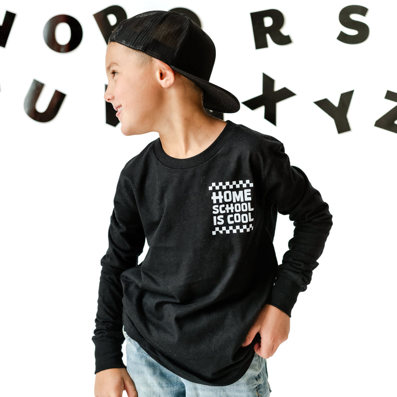 Home School Is Cool -- Our Classroom Is Wherever We Are (pf & b) - Child Long Sleeve Tee