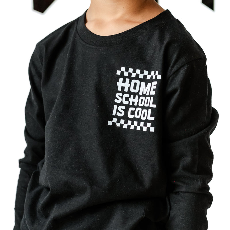 Home School Is Cool -- Our Classroom Is Wherever We Are (pf & b) - Child Long Sleeve Tee