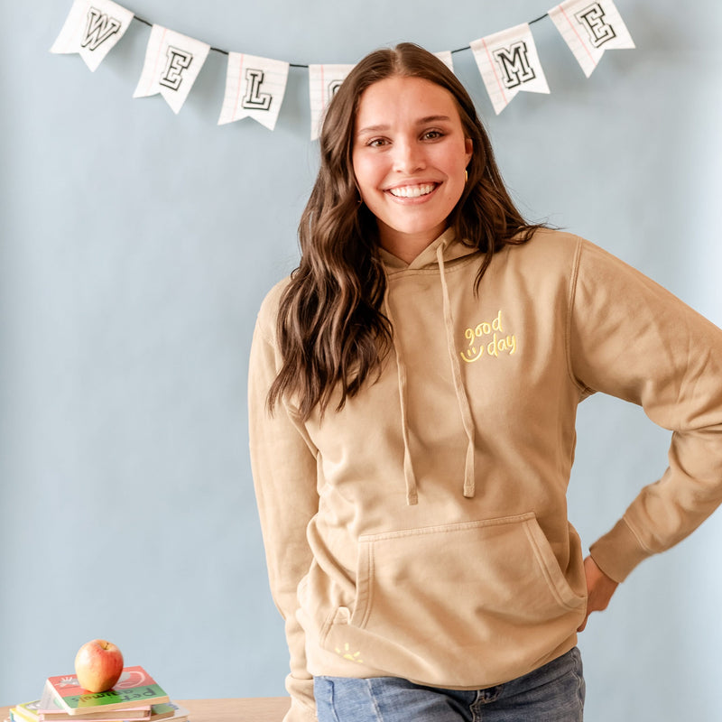 GOOD DAY HOODIE - Embroidered/Printed  Adult Pigment