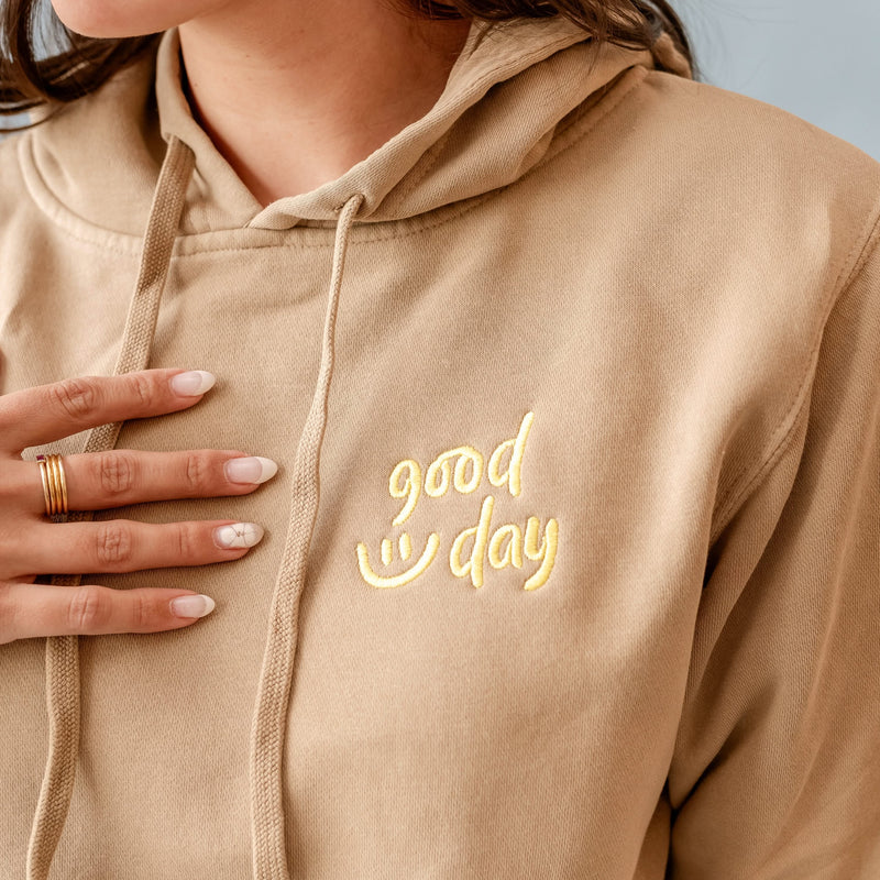 GOOD DAY HOODIE - Embroidered/Printed  Adult Pigment