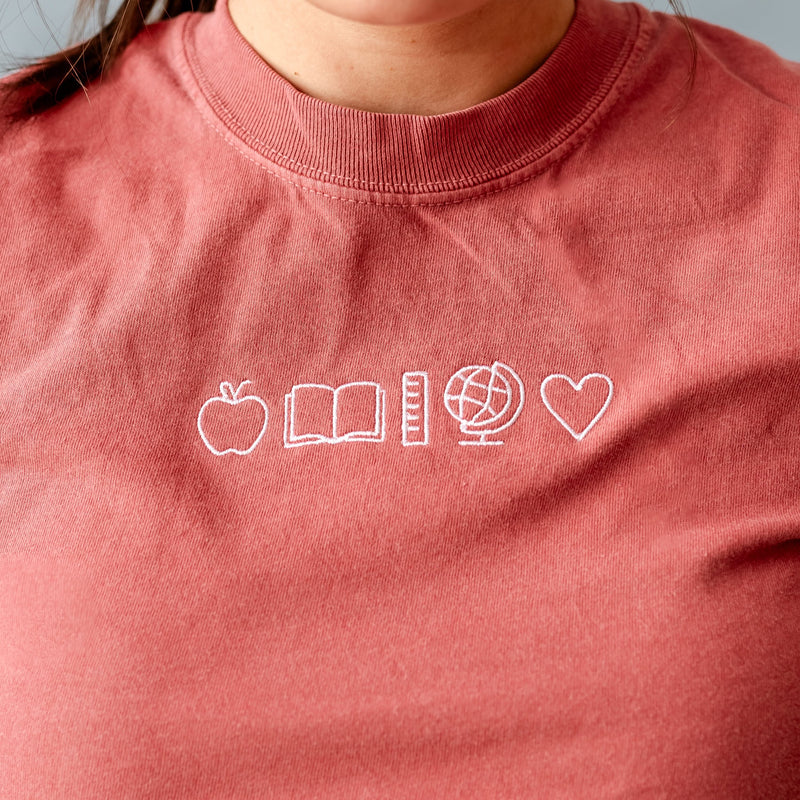 Embroidered Comfort Colors Tee - 5 School Things