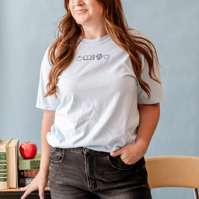 Embroidered Comfort Colors Tee - 5 School Things