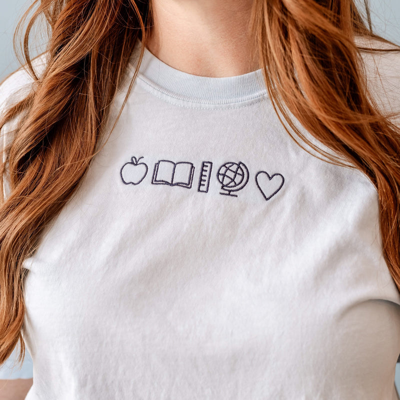 Embroidered Comfort Colors Tee - 5 School Things