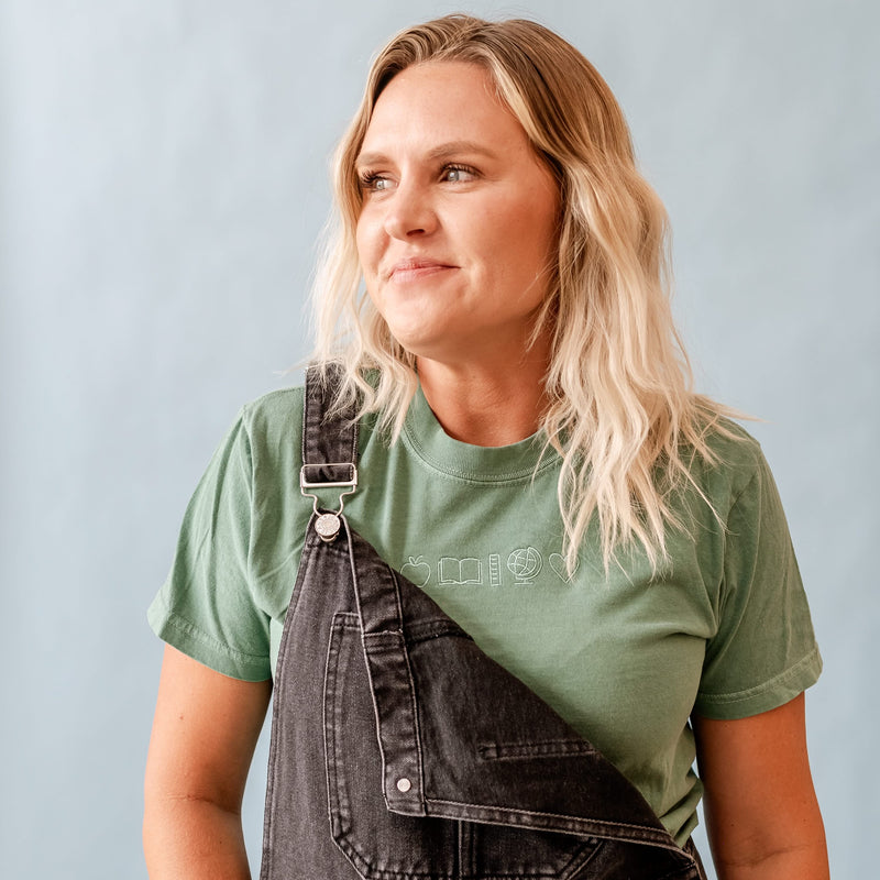 Embroidered Comfort Colors Tee - 5 School Things