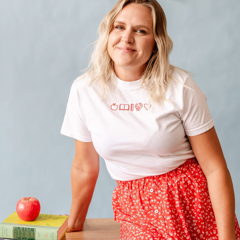 Embroidered Comfort Colors Tee - 5 School Things