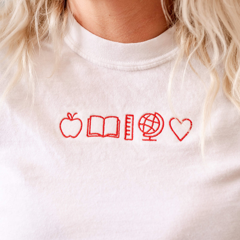 Embroidered Comfort Colors Tee - 5 School Things