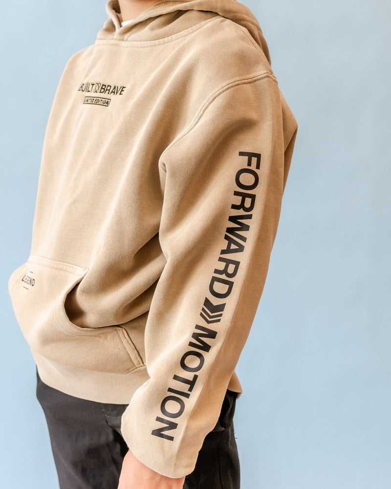 BUILT BRAVE HOODIE - Embroidered/Printed Youth Pigment