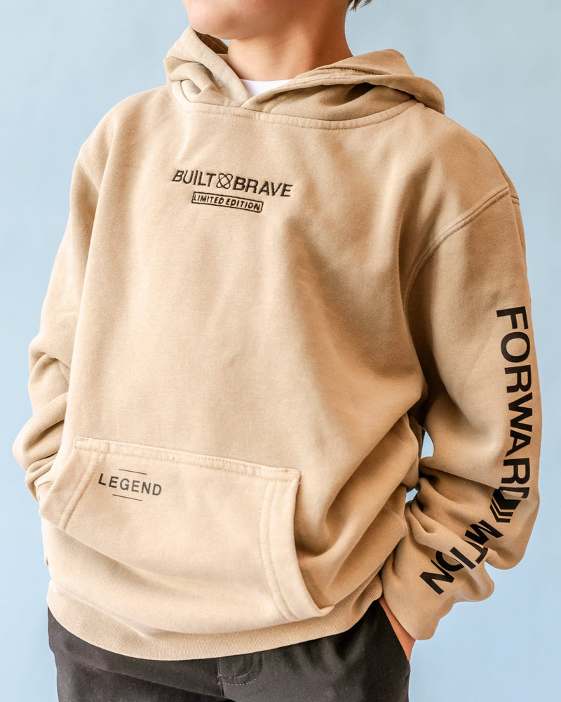 BUILT BRAVE HOODIE - Embroidered/Printed Youth Pigment