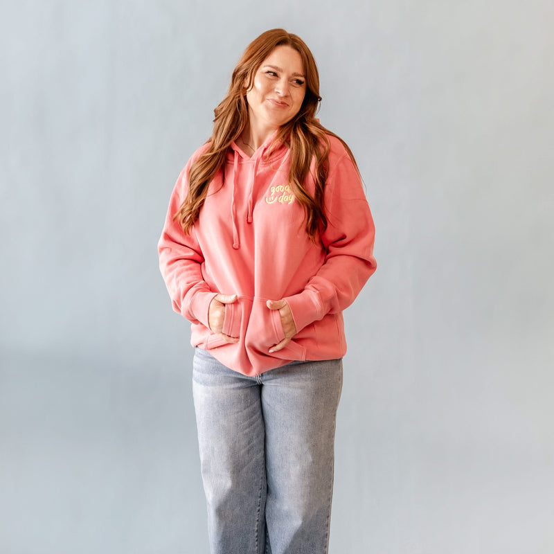 GOOD DAY HOODIE - Embroidered/Printed  Adult Pigment