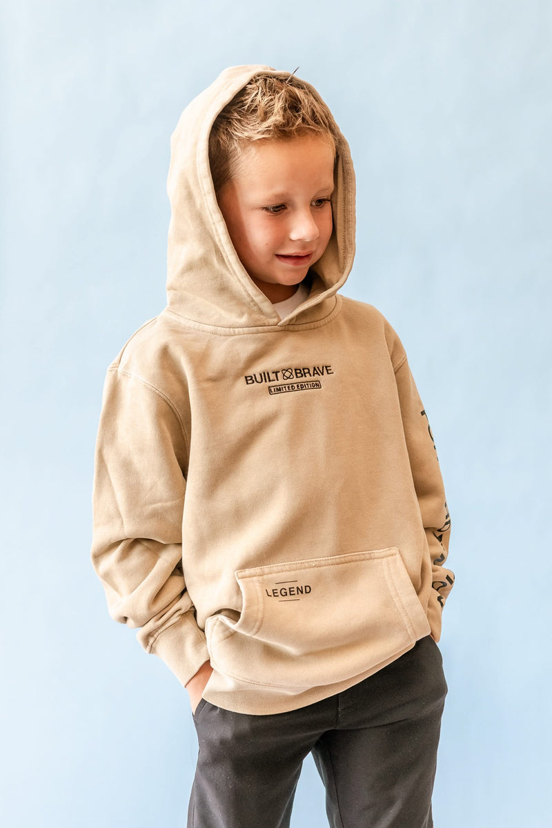 BUILT BRAVE HOODIE - Embroidered/Printed Youth Pigment