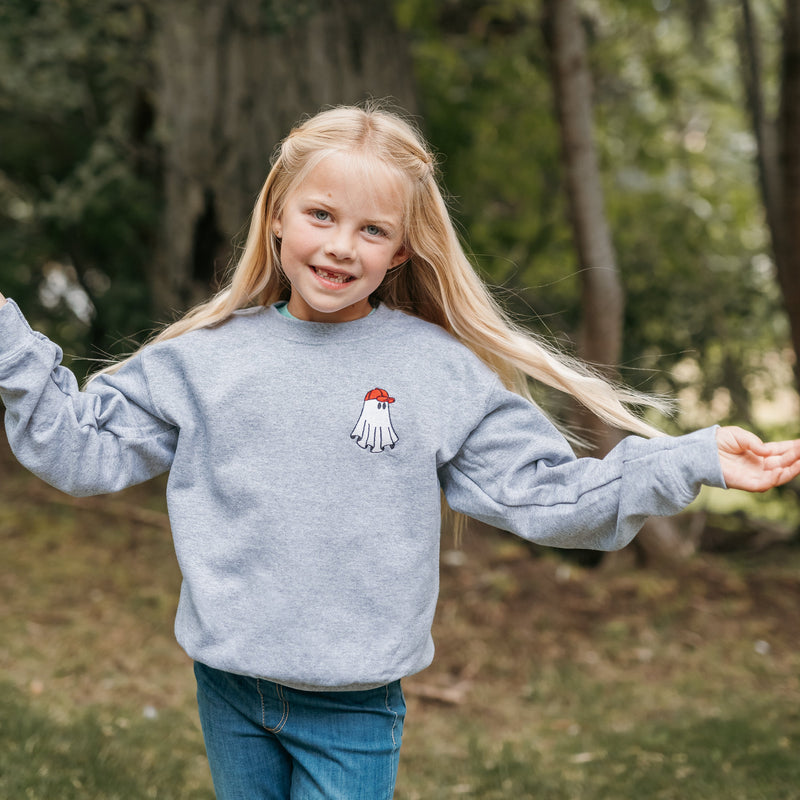 Ghost Dude w/ Red Hat - Embroidered Child Sweater